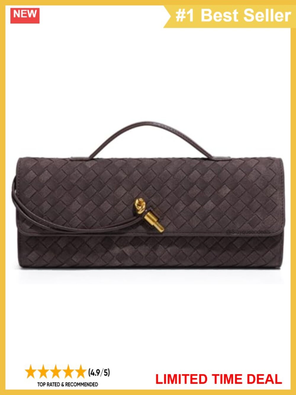 PU Leather Woven Evening Clutch Crossbody Shoulder Bag